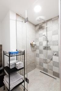 a bathroom with a shower and a walk in shower at Zimmer am Weinberg in Deutschlandsberg