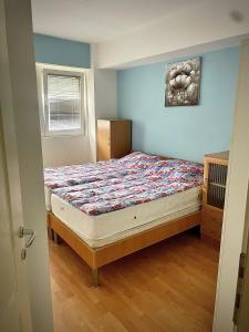 奥赫里德SM Apartment Center的房间里有一张床的卧室