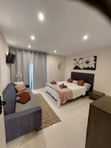 a large bedroom with a bed and a couch at Apartamento Vistas Paraiso in Adeje