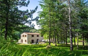 uma antiga casa de pedra num campo com árvores em Valguerriera 4 - Casale em Apecchio