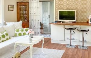 侯維肯的住宿－1 Bedroom Amazing Home In Hllviken，客厅配有白色沙发和电视