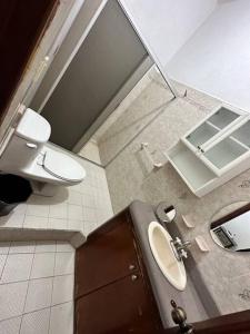 a bathroom with a toilet and a sink at Casa Pavón in Morelia