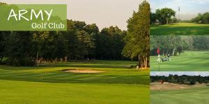 un collage de photos d'un club de golf dans l'établissement ABE Lodge Taguig, à Manille