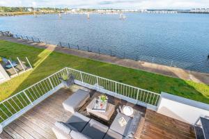 an overhead view of a deck with a view of the water at Relax in Olpenitz