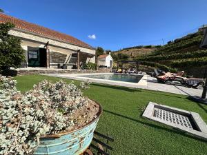 a house with a yard with a swimming pool at Quinta da Casa Cimeira, Guest House, Wines & Food in Valença do Douro