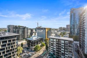 an aerial view of a city with tall buildings at Luxury 2 Bedroom 2 Bathroom in the heart of South Brisbane in Brisbane