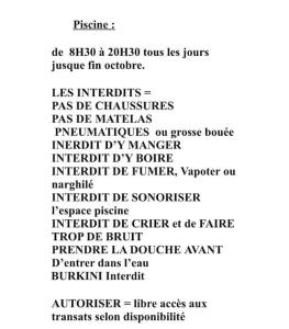 a list of different types of fonts at Les Appartements de La Marina in Sanary-sur-Mer