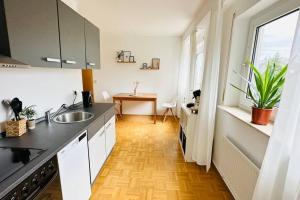 a kitchen with a sink and a counter top at Schöne Wohnung "Bethel" in Bad Hersfeld in Bad Hersfeld