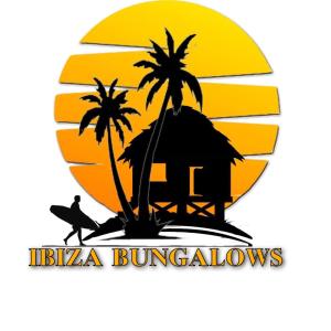 un logotipo para una isla con una casa y palmeras en Ibiza Bungalows, en Haad Yao