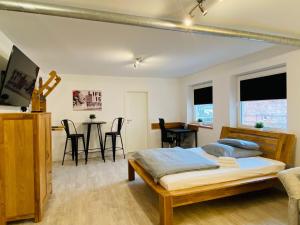 TV a/nebo společenská místnost v ubytování MEINpartments Wolfsburg