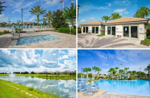 a collage of four pictures of a resort at Disney Villa w/ pool + FREE Pet Fee under 25lbs in Kissimmee