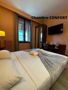 Hôtel Terminus - Pizzeria Pizz'a gogo - salle de sport - face à la gare客房内的一张或多张床位