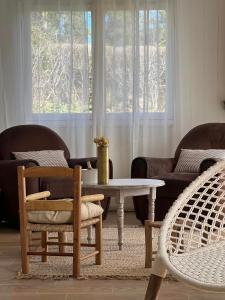 勒唐蓬的住宿－Le vieux poirier à la Plaine des Cafres，客厅配有桌椅和沙发