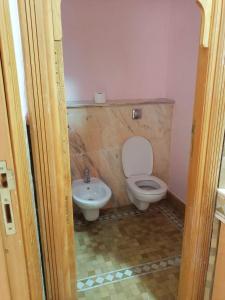a bathroom with a toilet and a sink at palmeraie village 2 in Marrakech
