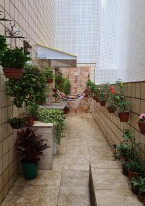 a greenhouse filled with potted plants in a building at Lazer Aconchegante na Guilhermina in Praia Grande