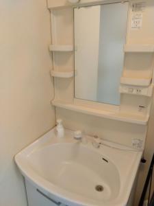 a bathroom with a sink and a mirror at Restful Tsukuda - Vacation STAY 14829 in Aomori