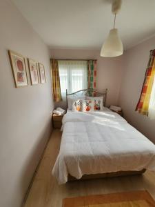 sypialnia z dużym białym łóżkiem w pokoju w obiekcie Villa Piano w mieście Gebze