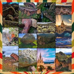 a collage of pictures of rocks and castles at Finca La Tobita Eco Hotel in Toca