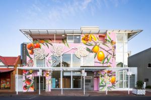 a building with a painting of fruits and vegetables on it at Majestic Minima Hotel in Adelaide