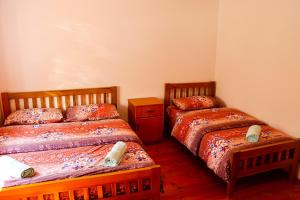 1 Schlafzimmer mit 2 Betten und einem Nachttisch in der Unterkunft Guesthouse Besimi in Valbonë