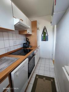a small kitchen with a stove and a sink at Konstanzer Sonne 