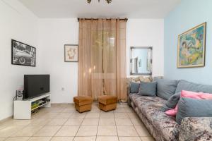 ein Wohnzimmer mit einem Sofa und einem TV in der Unterkunft Apartments with a parking space Pula - 7649 in Pula