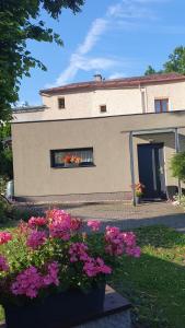 une maison avec une fenêtre fleurie devant elle dans l'établissement Pod lípou, à Liberec