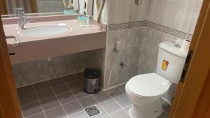 łazienka z toaletą i umywalką w obiekcie SUN & SANDS HOTEL LLC w Dubaju