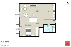 The floor plan of Brand new one bedroom apartment located in Chueca