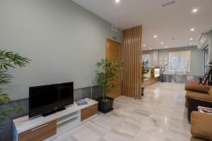 a large living room with a flat screen tv at Plaza de la Luz Cádiz in Cádiz