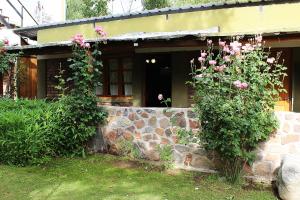 una casa con rosas creciendo en una pared de piedra en Tomillo Alojamiento Unidad 1 Bed and Breakfast Habitación con baño SIN COCINA en Potrerillos