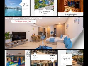 a collage of photos of a hotel room at Phúc Khang Luxury Apartment - The Sóng Vũng Tàu in Vung Tau