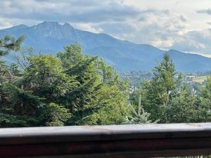 a view of trees and mountains from a balcony at Domek Olczyski in Zakopane +25 photos