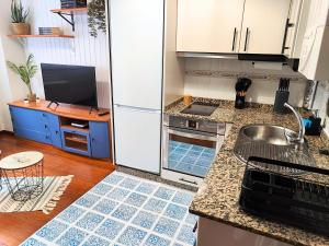eine Küche mit einer Spüle und einem Kühlschrank in der Unterkunft Fogar Florida in Vigo