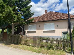 a house with a wooden fence in front of it at Apartment Matogi in Mokra Gora