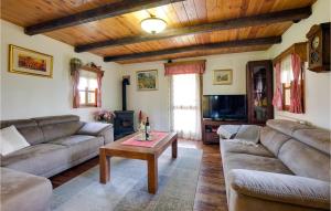 a living room with couches and a coffee table at Nice Home In Jakovlje With House A Panoramic View 