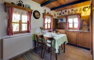 a kitchen with a table and chairs in a room at Nice Home In Jakovlje With House A Panoramic View 