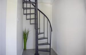 una escalera de caracol negra en una habitación con una planta en Beautiful Home In Stare Sady With Wifi, en Stare Sady