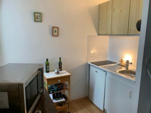 Kuchyň nebo kuchyňský kout v ubytování Biarritz centre, près Avenue de Verdun, cosy Apt 2 pieces , salon , chambre séparé, rue très calme à 10 minutes à pied de la grande plage