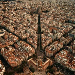 an aerial view of the city of london at TOC Hotel Las Ramblas in Barcelona