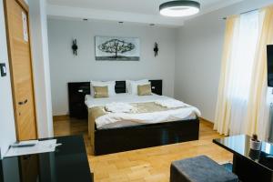 1 dormitorio con 1 cama grande en una habitación en HOTEL Villa Cvijanović - WELLNESS-SPA en Palić