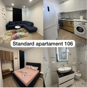 deux photos d'un appartement standard dans l'établissement Holiday apartaments, à Tirana
