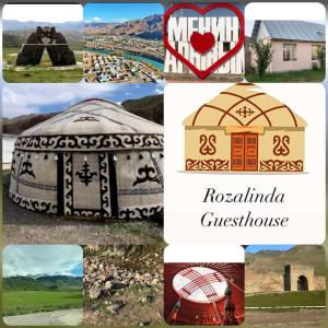 eine Collage von Fotos mit einer Moschee und einer Kuppel in der Unterkunft Rozalinda Guesthouse in Naryn