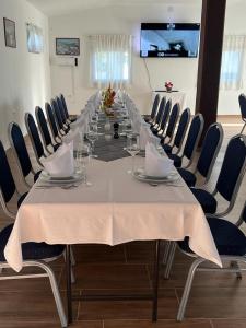 a conference room with a long table and chairs at Apartmani Albatros in Perušić