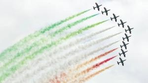 a group of airplanes flying in formation in the sky at Residenza Al SoGno - on Lake Garda in Cavaion Veronese