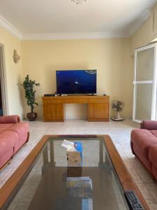 Televisyen dan/atau pusat hiburan di Appartement centre-ville avec terrasse