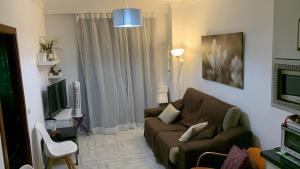 托雷德爾馬爾的住宿－CASA ALICIA，带沙发和电视的客厅