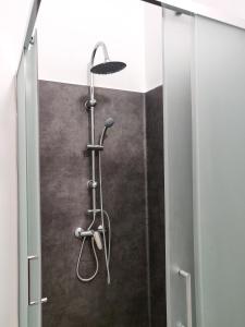 a shower with a shower head in a bathroom at OLOPO in Porto
