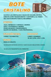 een flyer voor een bootvisevenement bij DiversHostalCozumel in Cozumel