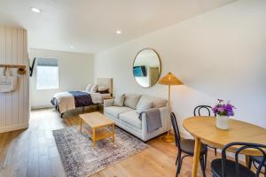 a living room with a couch and a bed at Modern Studio in Bend about 3 Mi to Sunriver Resort! in Bend